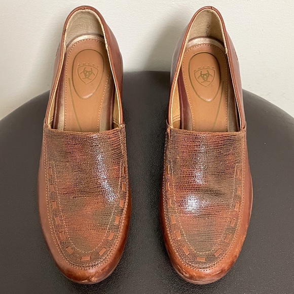 Ariat Brown Leather Clogs 7B 7 B Advanced Stability Cushioning 1000483 *No Box* - Picture 2 of 10